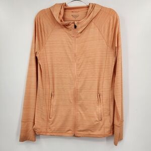 Athleta Pacifica Illume UPF Relaxed Jacket Womens Size Medium Orange Long Sleeve